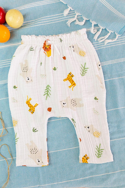 100% Cotton Muslin Baby Shalwar Trousers with Elastic Waist