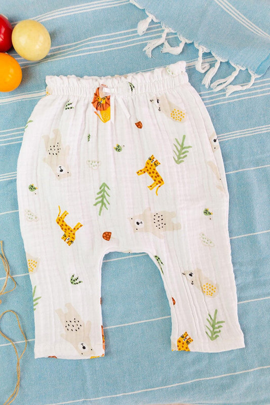 100% Cotton Muslin Baby Shalwar Trousers with Elastic Waist