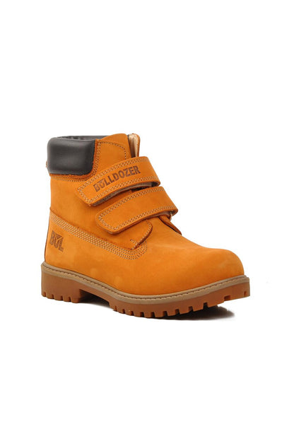 240850-F Yellow Nubuck Genuine Leather Kids Boots