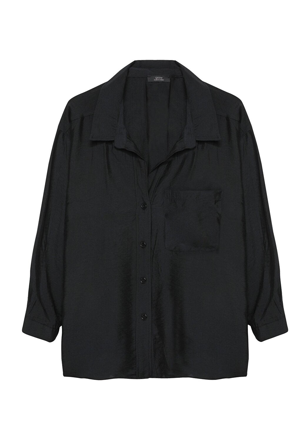 Oversize Button-Up Shirt Black