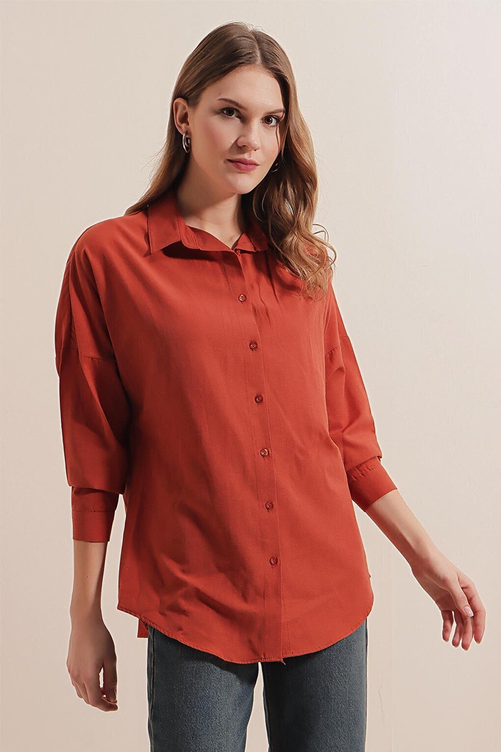 3900 Oversize Long Basic Shirt - Tile