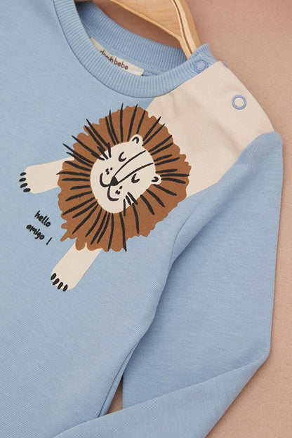 Blue Lion Printed Letter Baby Boy Set 17397