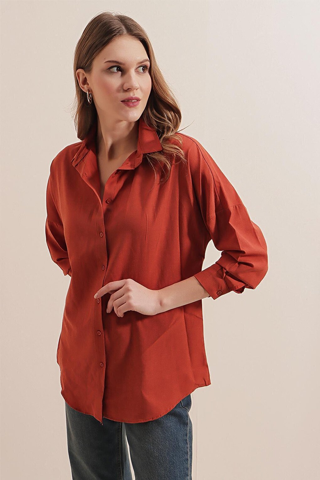 3900 Oversize Long Basic Shirt - Tile