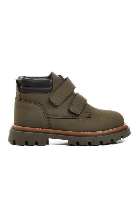 Ctaye-P Khaki-Black Kids Boots with Fleece Inside