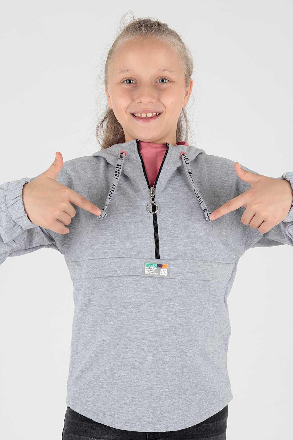 Kids Girl Hooded Sweat Long Sleeve Zippered Hoodie Cotton Ak15260