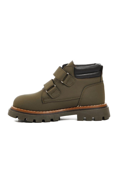 Ctaye-P Khaki-Black Kids Boots with Fleece Inside