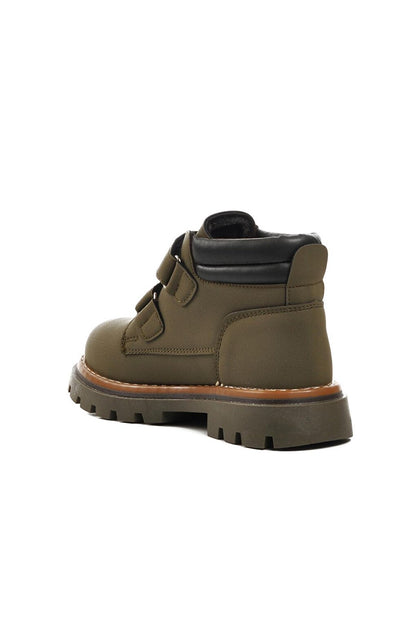 Ctaye-P Khaki-Black Kids Boots with Fleece Inside