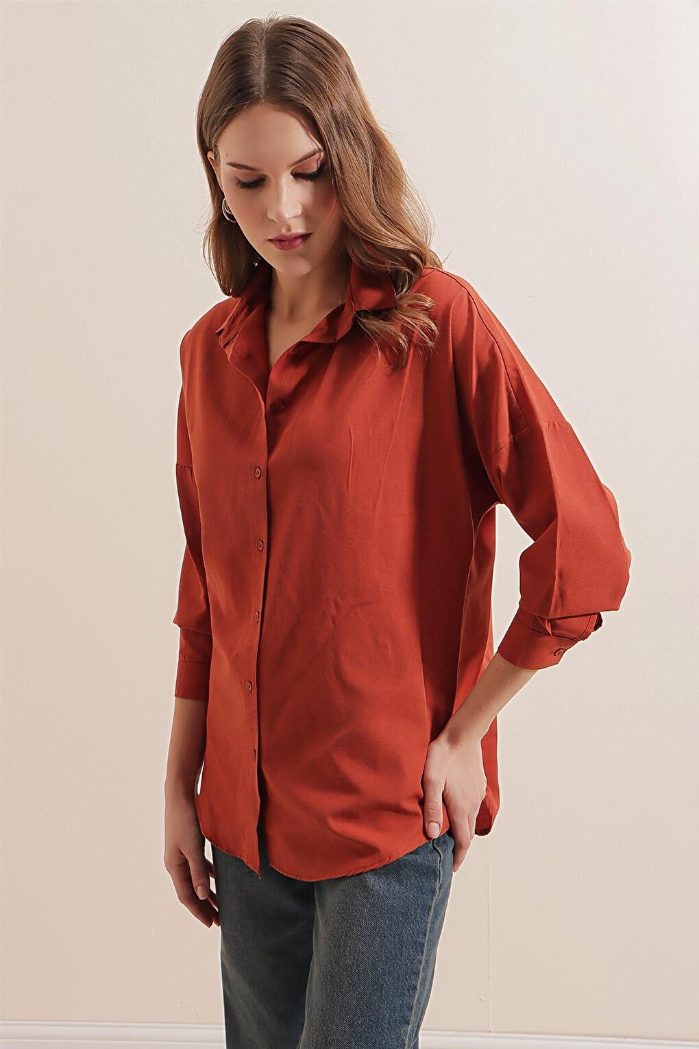 3900 Oversize Long Basic Shirt - Tile