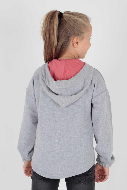 Kids Girl Hooded Sweat Long Sleeve Zippered Hoodie Cotton Ak15260