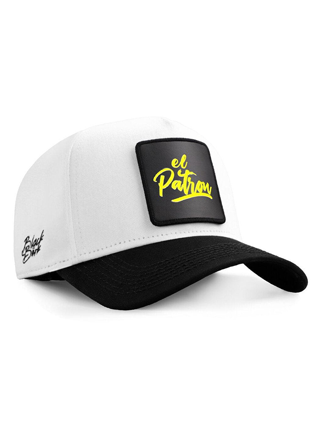 V1 Baseball El Patron - Unisex White-Black Peaked Hat (Cap) with 1 Code Logo