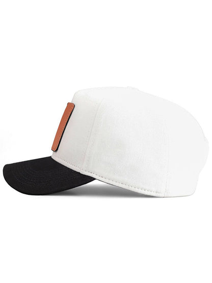 V1 Baseball Boss - Unisex White-Black Peaked Hat (Cap) with 3 Code Logo