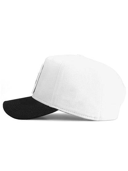 V1 Baseball Samurai - Unisex White-Black Peaked Hat (Cap) with 3 Code Logo