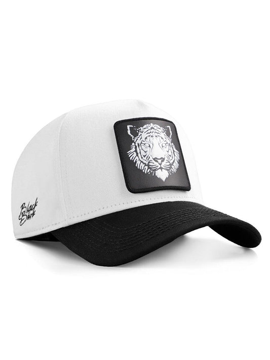 V1 Baseball Kaplan - Unisex White-Black Peaked Hat (Cap) with 9 Code Logo