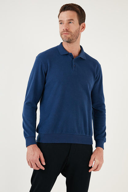 Cotton Blend Regular Fit Polo Neck Sweater 456223