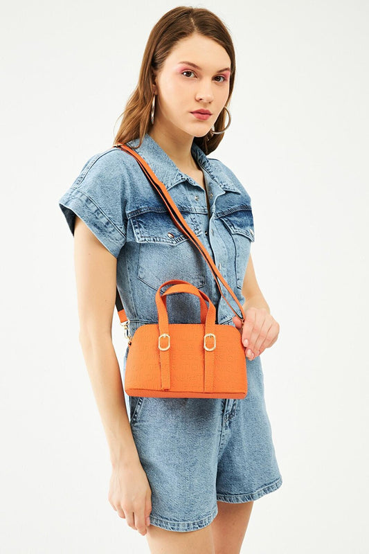 Written Small Handle Bag Orange