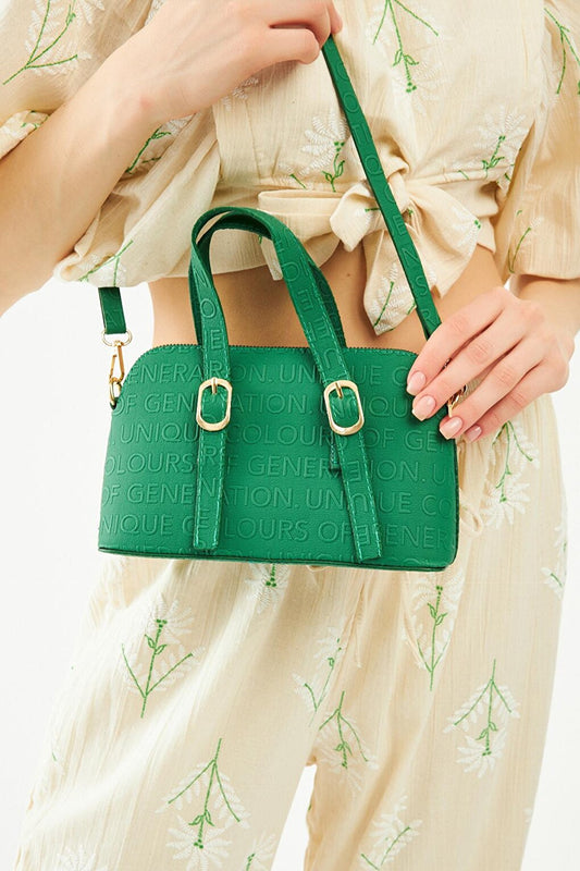 Written Small Handle Bag Green