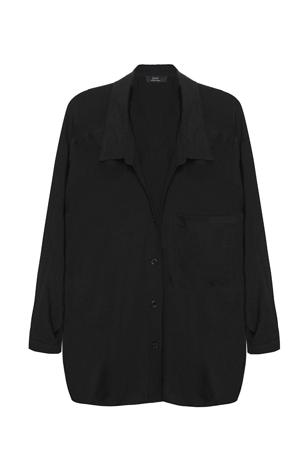 Oversize Button Detailed Shirt Black