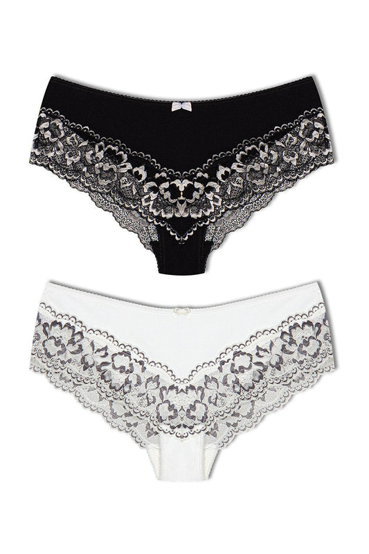 Double Color Lace Women's Panties 2-Piece