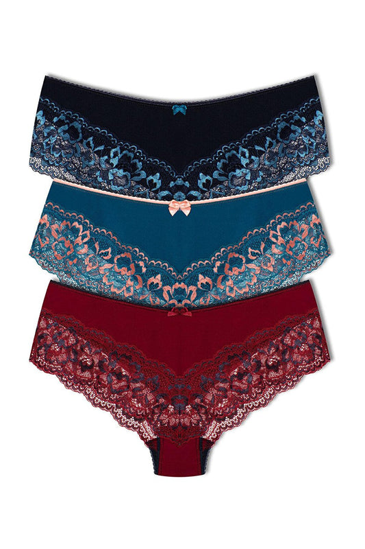 Double Color Lace Women's Panties 3-Piece