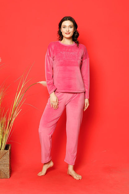 Women's Pajama Set French Velvet Cannes Embossed Leg Waistband Winter Seasonal W205212287