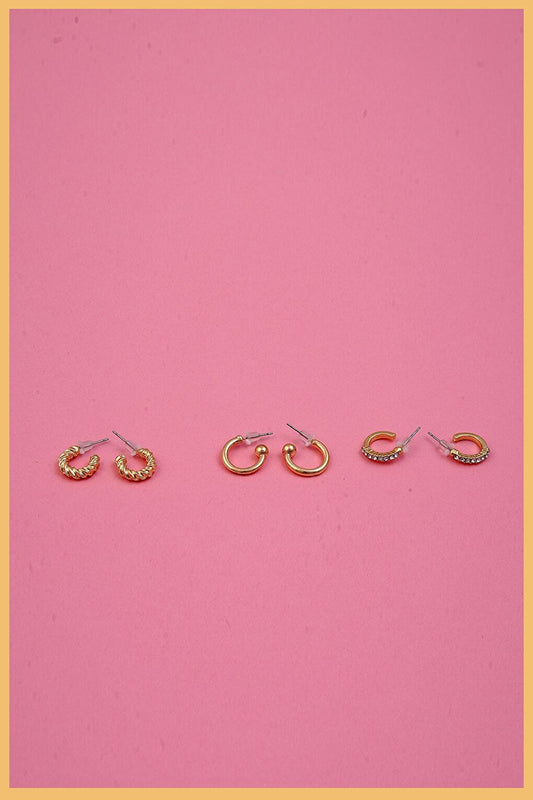 Women's Gold 6 Piece Special Stud Earring Set