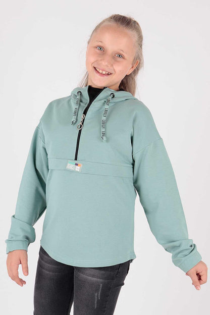 Kids Girl Hooded Sweat Long Sleeve Zippered Hoodie Cotton Ak15260