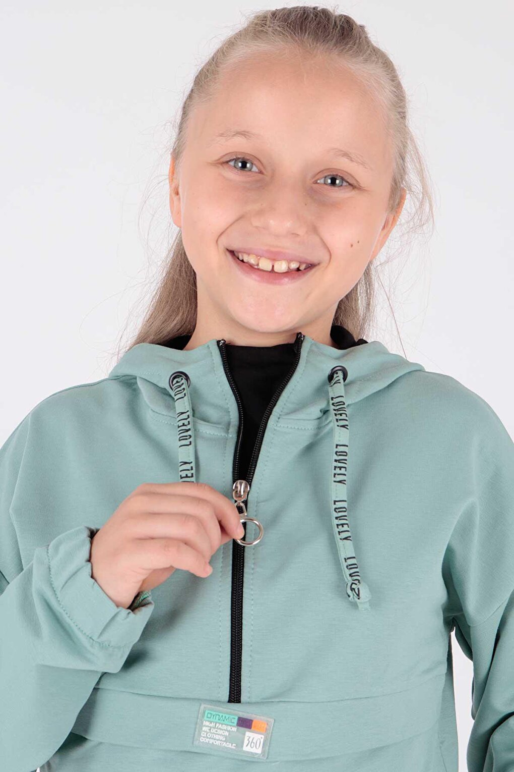 Kids Girl Hooded Sweat Long Sleeve Zippered Hoodie Cotton Ak15260