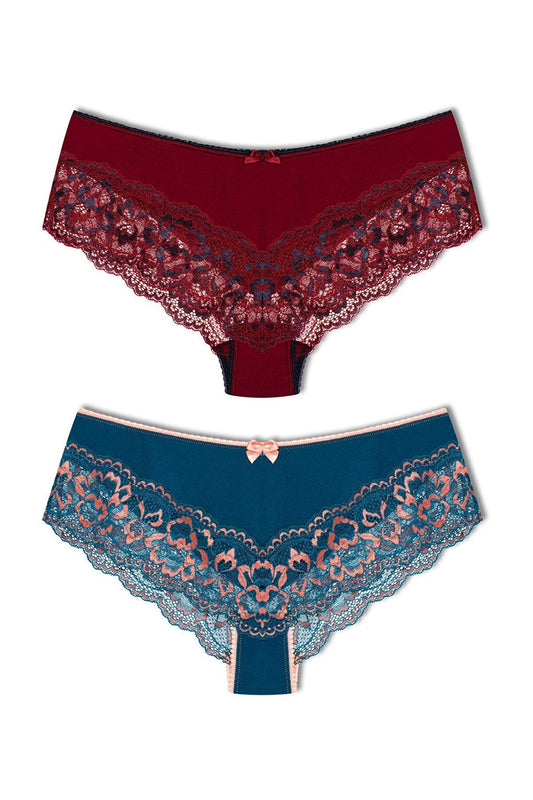 Double Color Lace Women's Panties 2-Piece