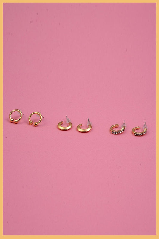 Women's Gold 6-Piece Special Hoop Earring Set