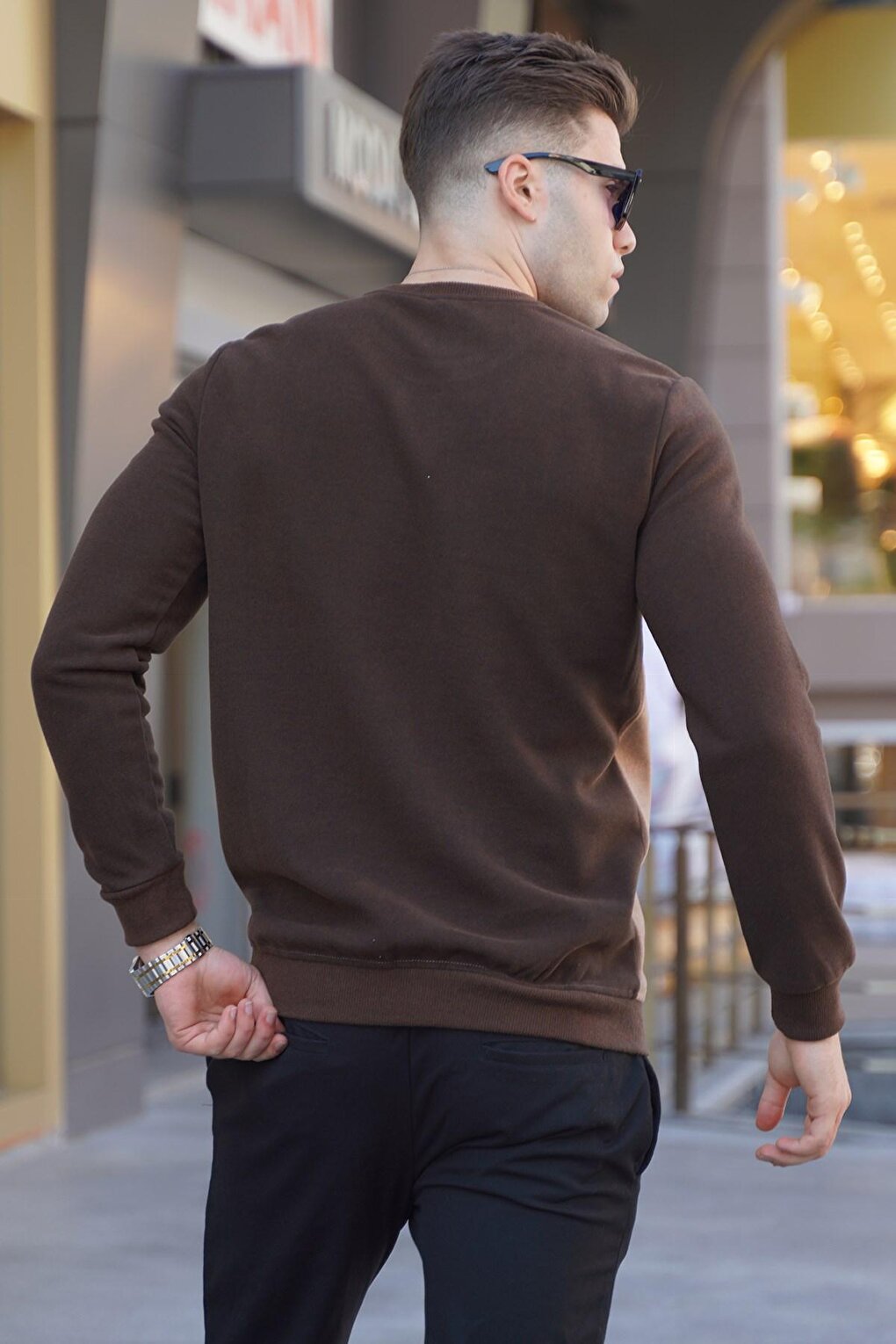 Brown Patterned Crew Neck Knitwear Sweater 5964