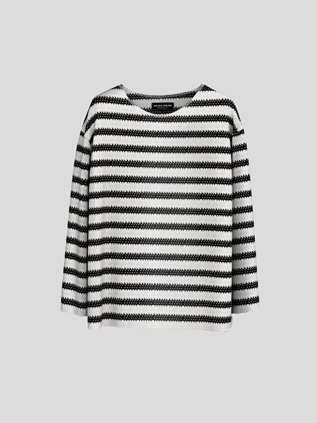 Oversize Wide Collar Patterned Knitwear White