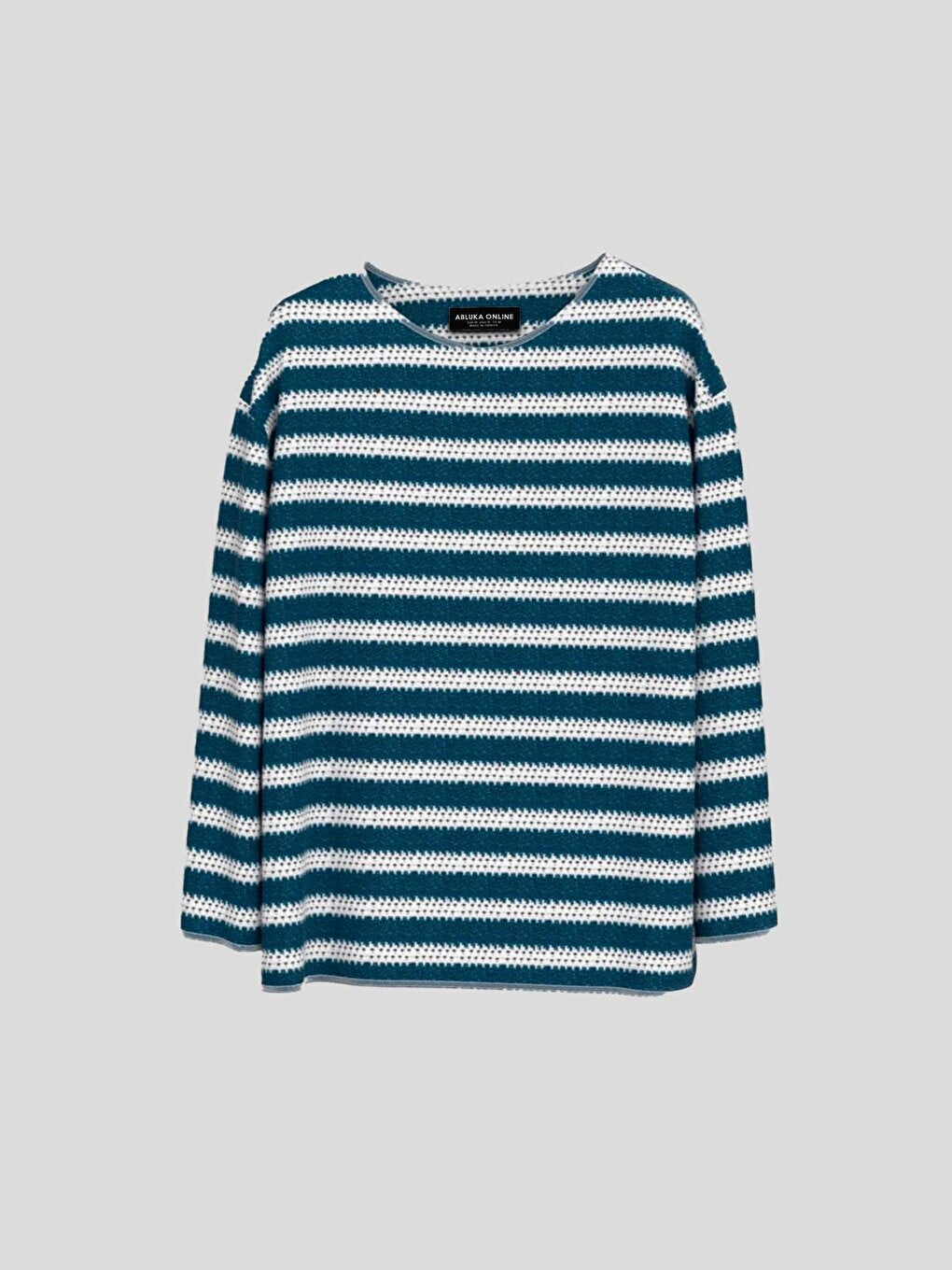 Oversize Wide Collar Patterned Knitwear Indigo