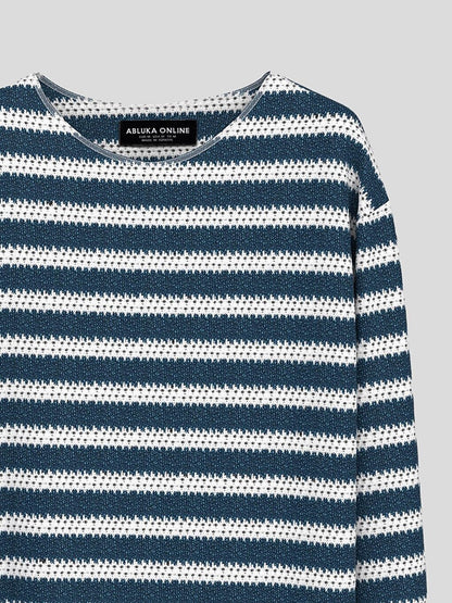 Oversize Wide Collar Patterned Knitwear Indigo