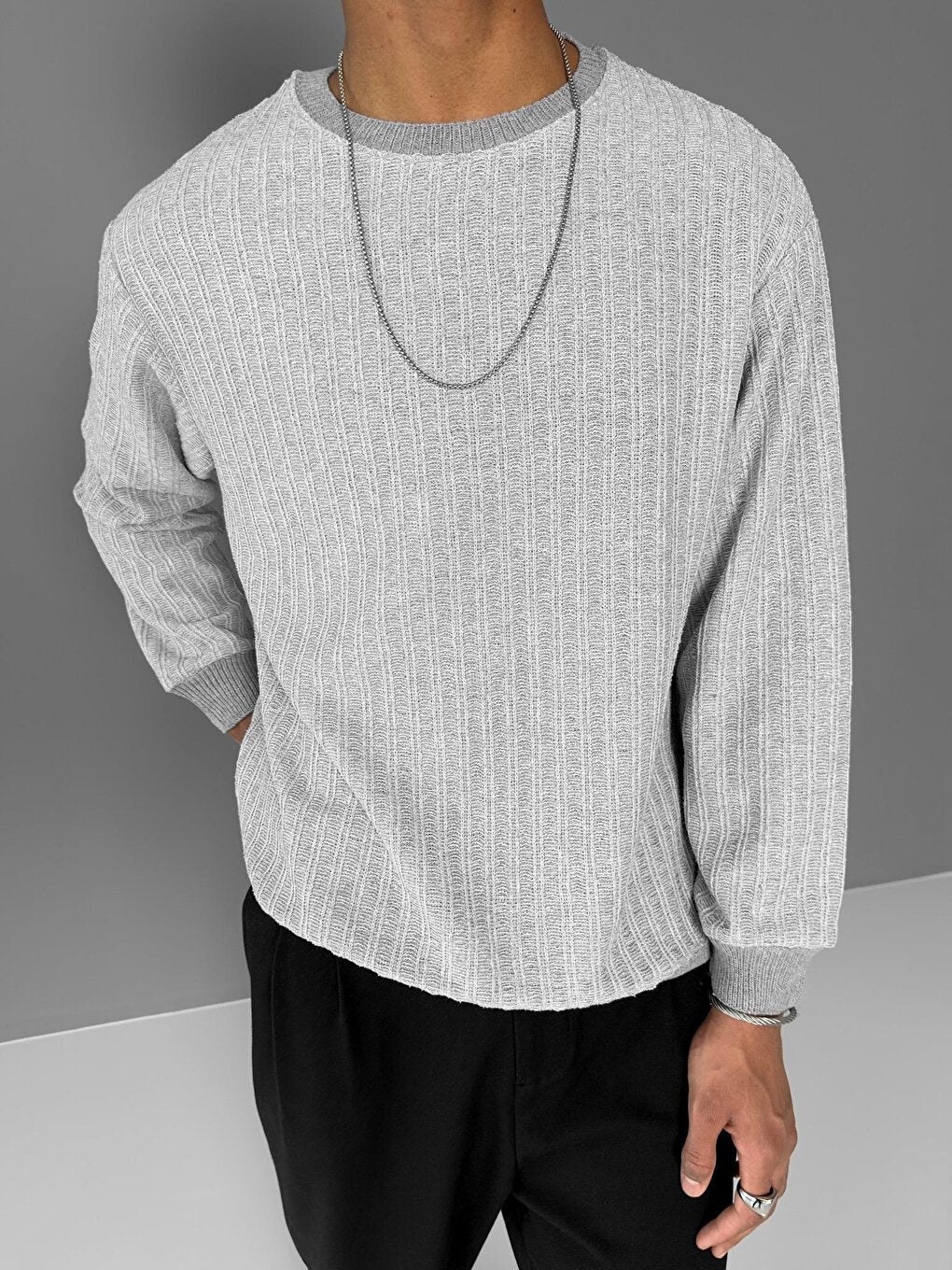 Normal Pattern Patterned Knitwear Gray