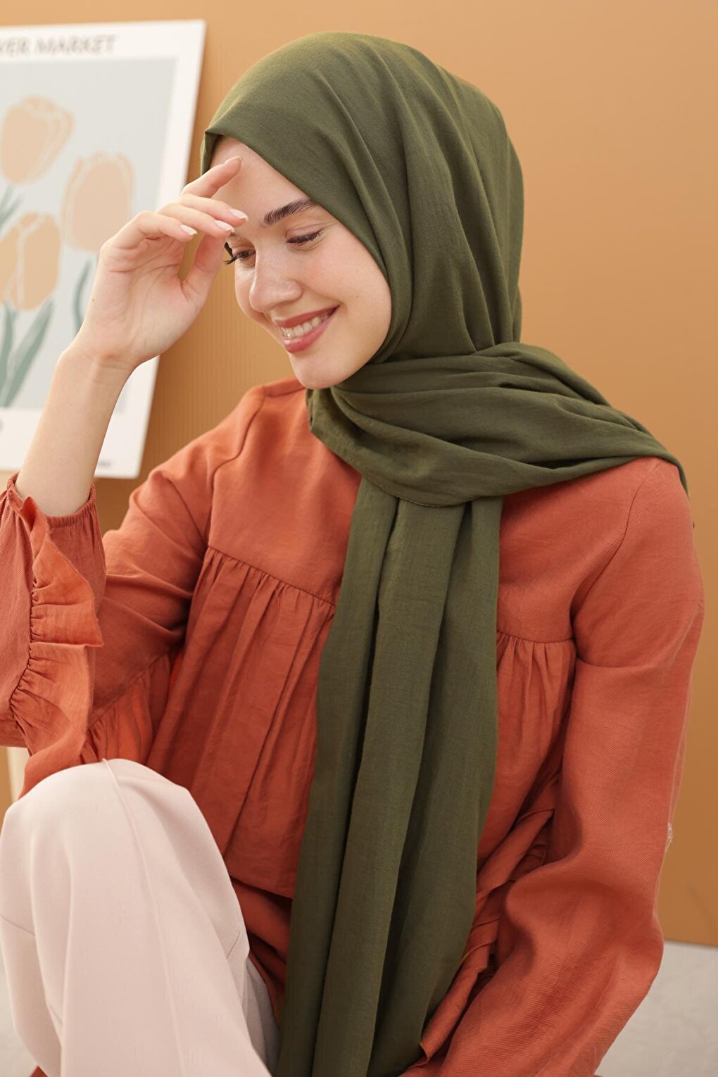 Khaki Natural Cotton Shawl