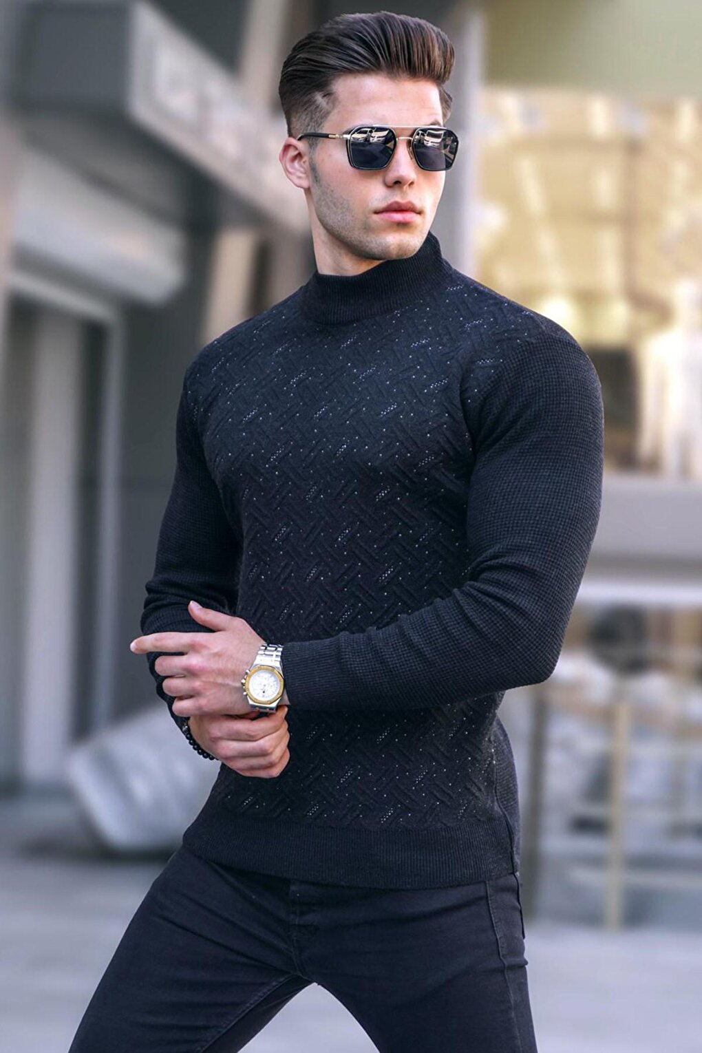 Anthracite Half Turtleneck Knitwear Sweater 5969