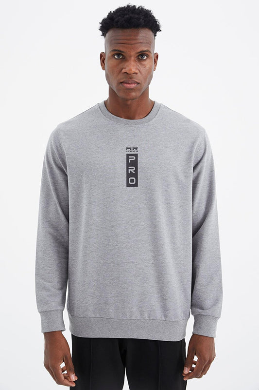 Leroy Gray Melange O Neck Men's Sweatshirt - 88306