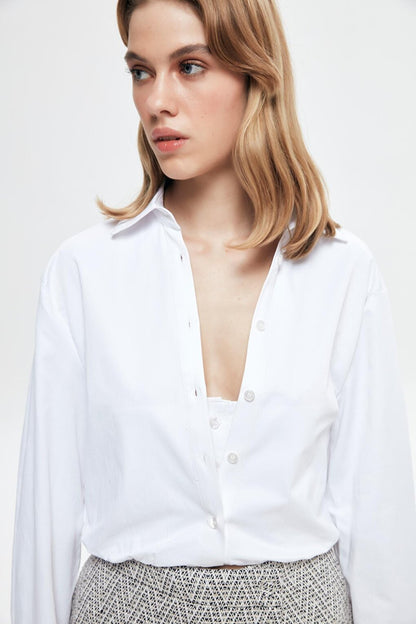 Waist Underwire Detailed Shirt White