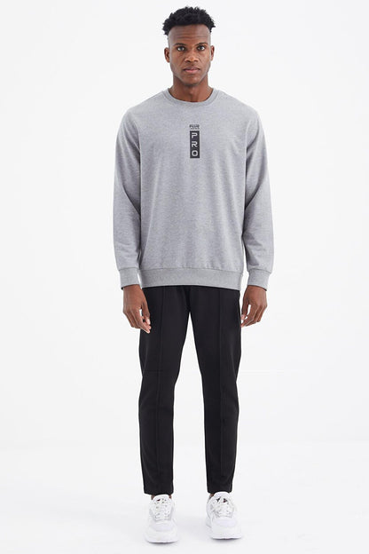 Leroy Gray Melange O Neck Men's Sweatshirt - 88306