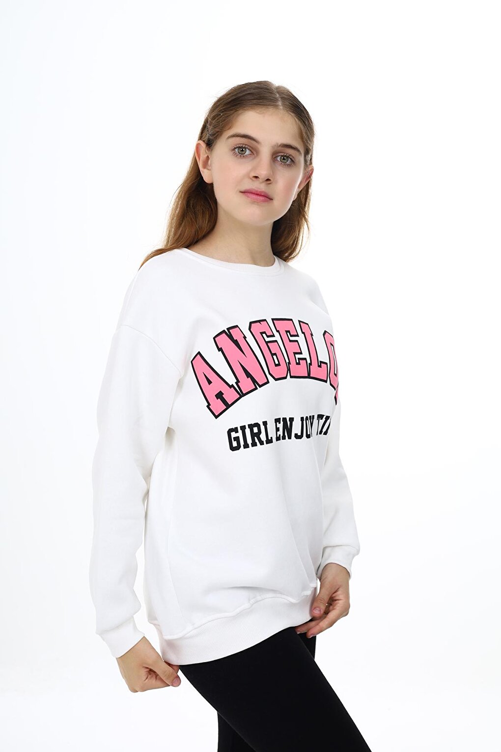 Girl's Text Printed 3 Thread Sweatshirt 7-13 Years Lx289