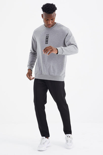 Leroy Gray Melange O Neck Men's Sweatshirt - 88306