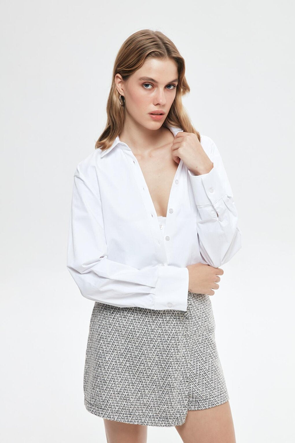 Waist Underwire Detailed Shirt White