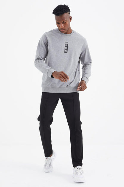 Leroy Gray Melange O Neck Men's Sweatshirt - 88306