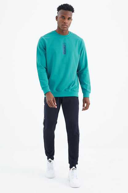 Leroy Sea Green O Neck Men's Sweatshirt - 88306