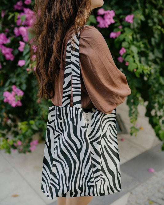 zebra pattern tote beach bag