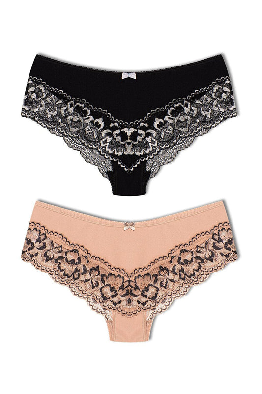 Double Color Lace Women's Panties 2-Piece