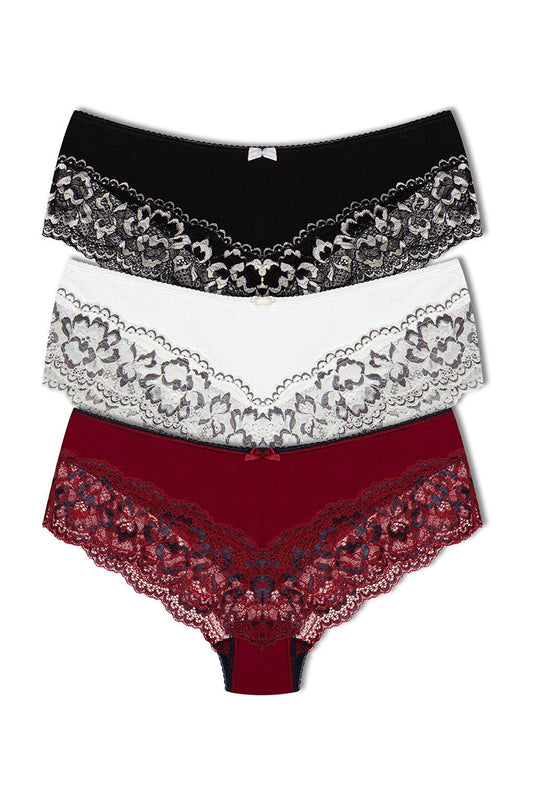 Double Color Lace Women's Panties 3-Piece