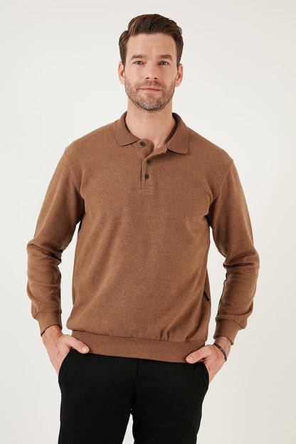 Cotton Blend Regular Fit Polo Neck Sweater 456223