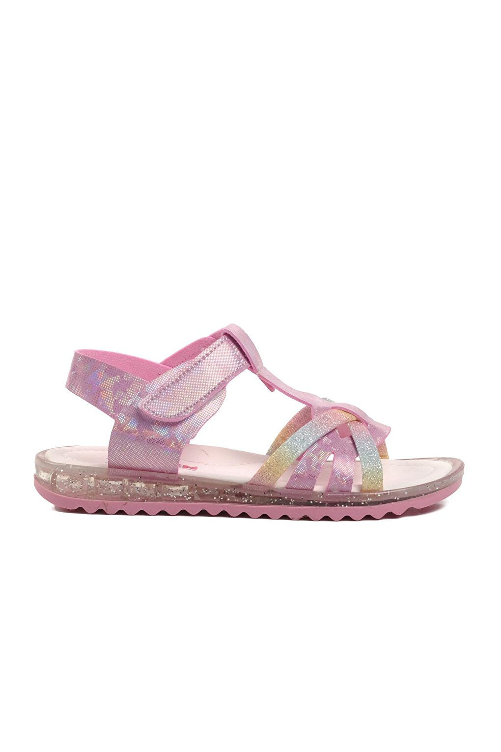 Pink Glittery Velcro Girls Sandals 1200-F