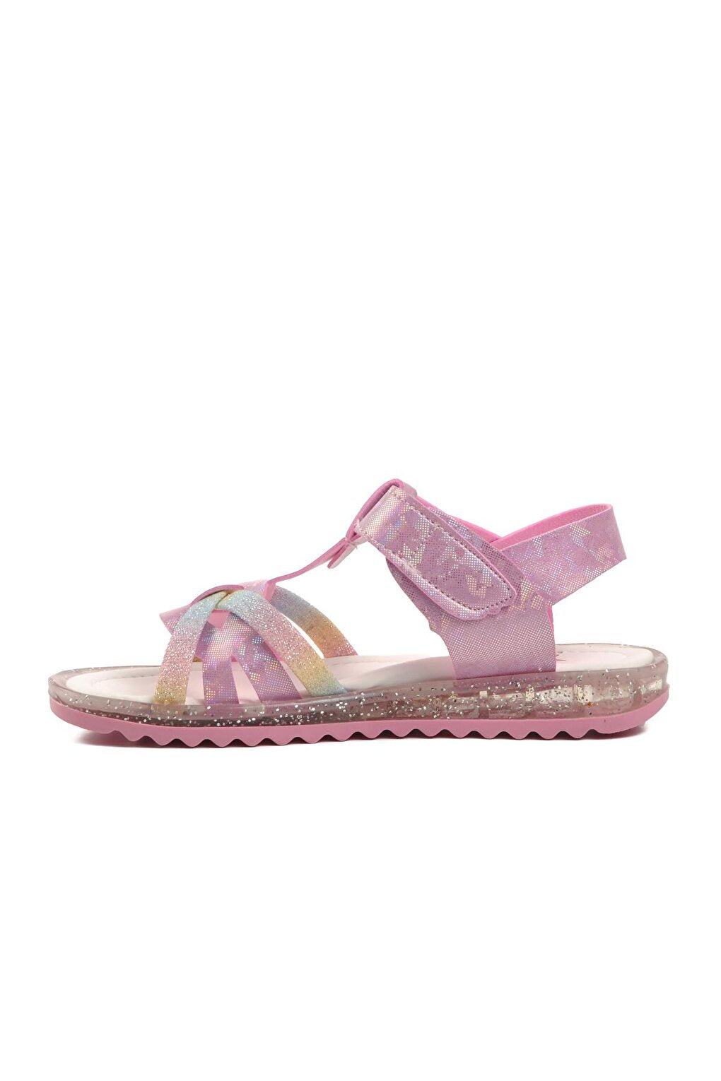 Pink Glittery Velcro Girls Sandals 1200-F